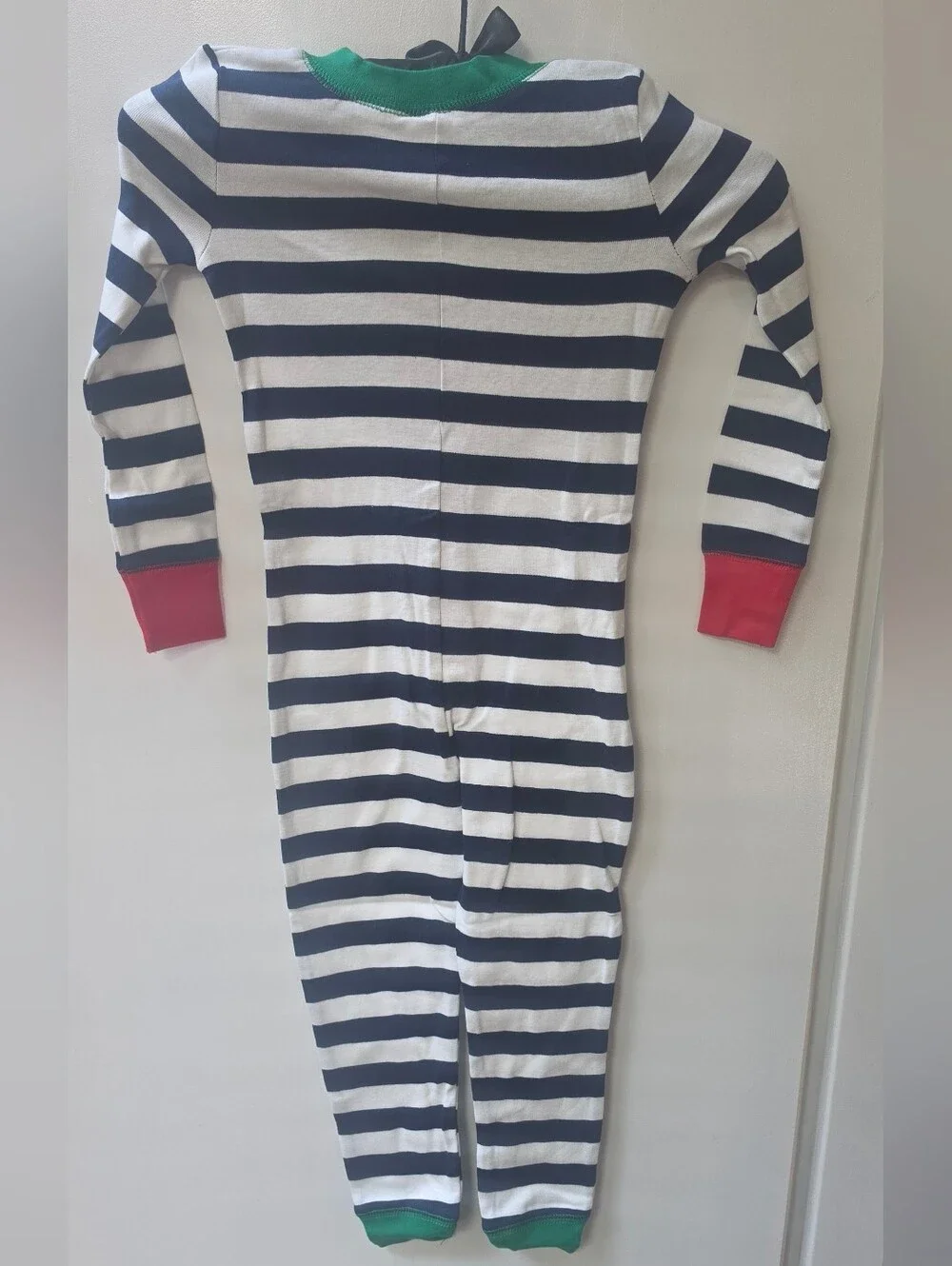 Mini Boden Navy & White Stripe One-Piece Pajamas with Red Trim Size 4y